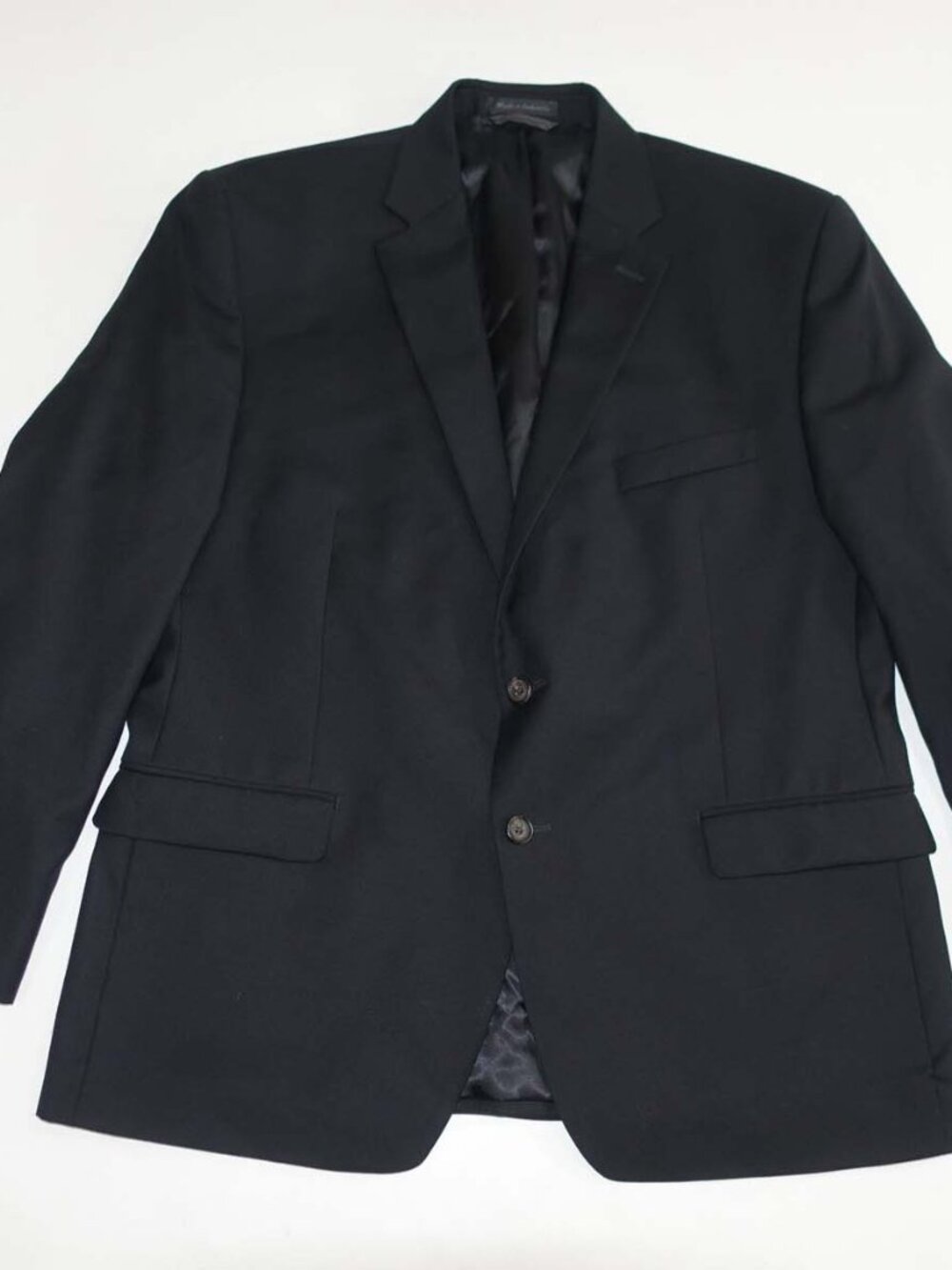 Lauren Ralph Lauren Men's Suit Jacket Size 44 Short Solid Black 100 Wool Blazer